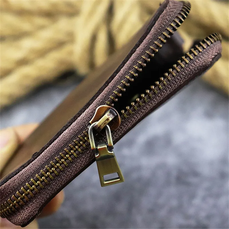 Vintage high-quality men's women's real cowhide small wallets fashion casual natural genuine leather coin purse card holder bag