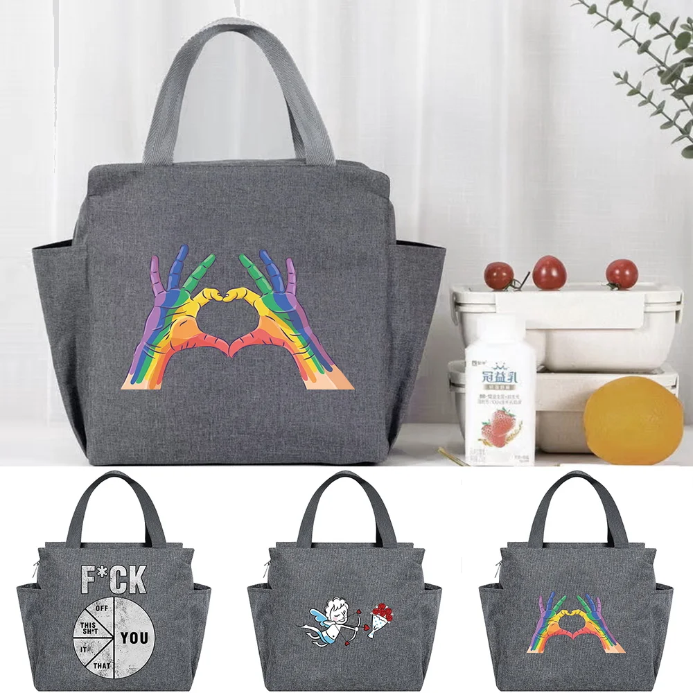 

Lunch Bag Insulated Color Print Picnic Carry Case Thermal Portable Lunch Box Food Storage Bento Pouch Large Capacity Container