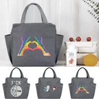 lunch bag insulated color print picnic carry case thermal portable lunch box food storage bento pouch large capacity container