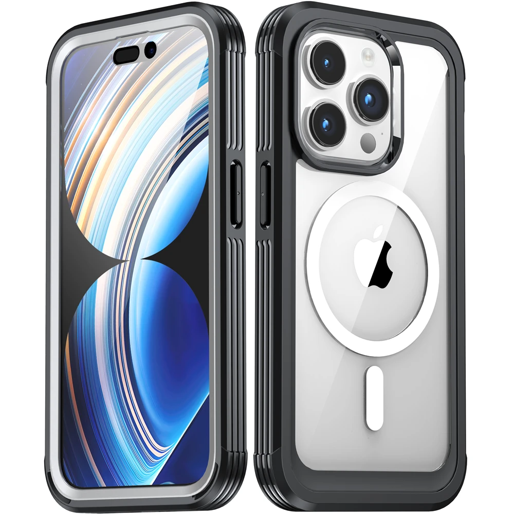 

360 Full Protective Dual Layer Case For iPhone 15 Pro Max 15 Plus MagSafe Wireless Charging Dustproof Shockproof Tempered Glass