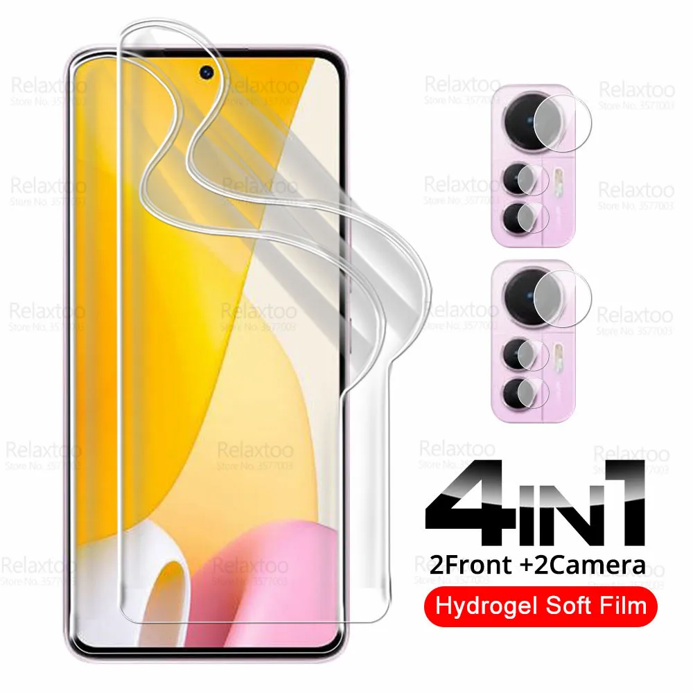 

4in1 Camera Glass Front Soft Film For Xiaomi 12 Lite 2022 Hydrogel Film Xaomi Mi 12Lite Mi12 Light 5G MI12Lite Screen Protector