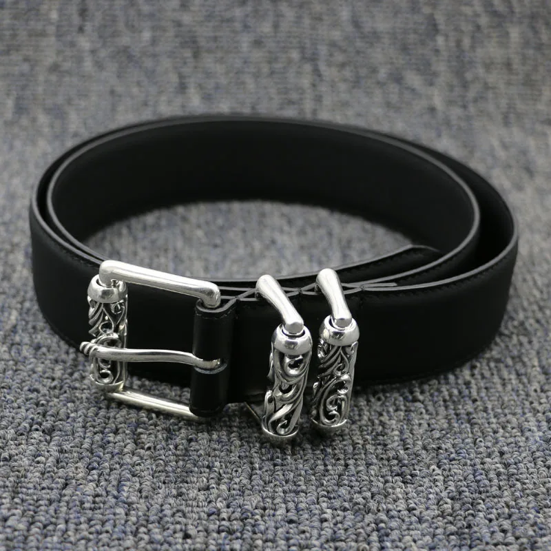 Женский ремень из серебра 925 пробы креативный с резьбой