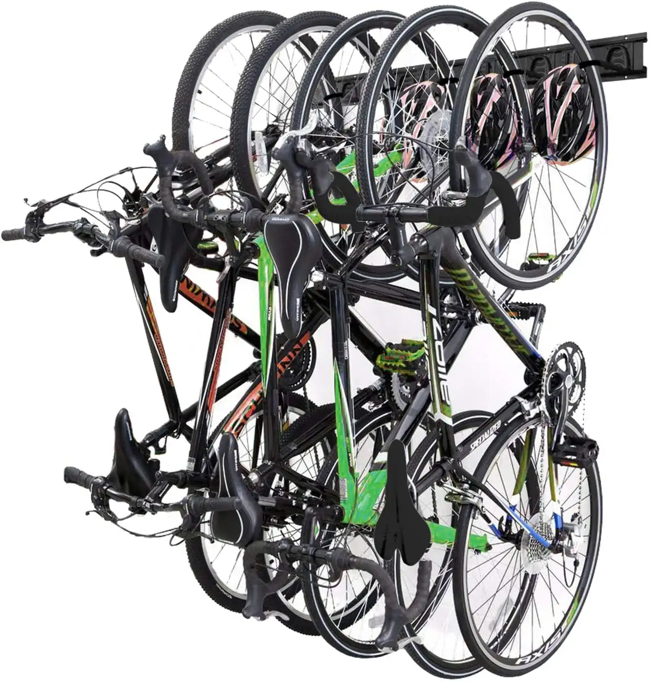 

Bike Storage Rack Wall Mount Garage Hanger 6 Bicycles & 3 Helmets