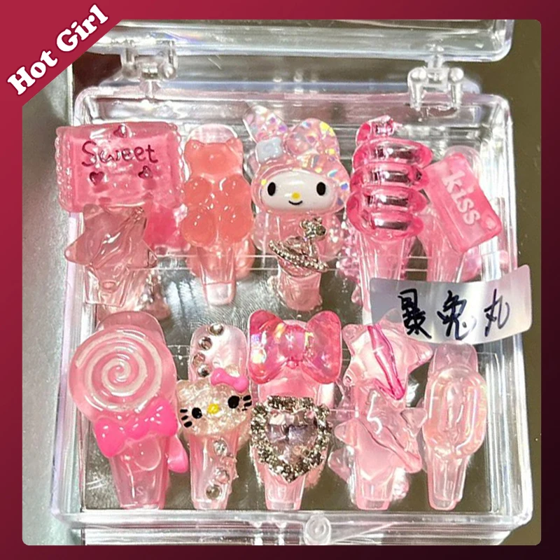 

Hello Kitty Kawaii Nail Y2K Sanrio My Melody мультфильм аниме тяжелая промышленность Горячая Девушка Съемный гвоздь для студентов фотоподарок