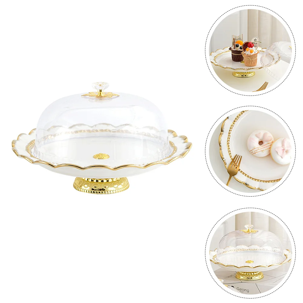 

Cake Standdome Plateglass Stands Lid Holder Porcelain Whitestorage Fruit Portable Dish