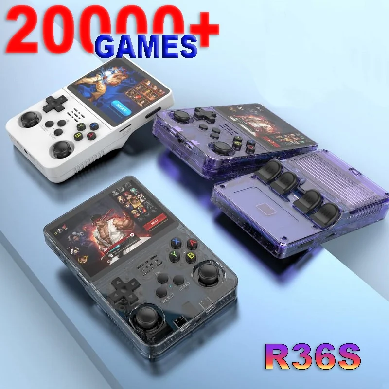 Фото Портативная игровая консоль R36S в стиле ретро Arkos, 3,5-дюймовый IPS-экран, один чип, портативный карманный видеоплеер, 128 ГБ, 20000 + игра, подарок для мальчика №1