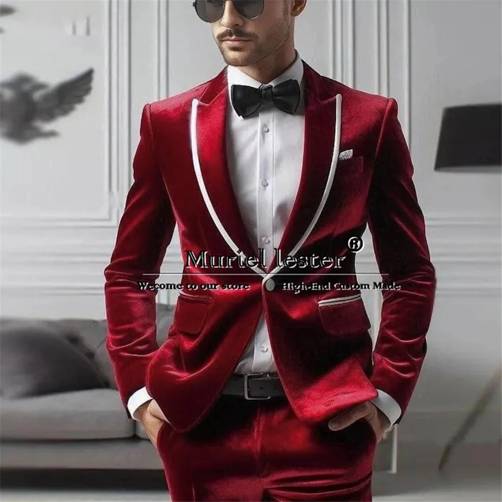 Бархатные костюмы для мужчин приталенный белый блейзер с лацканами в