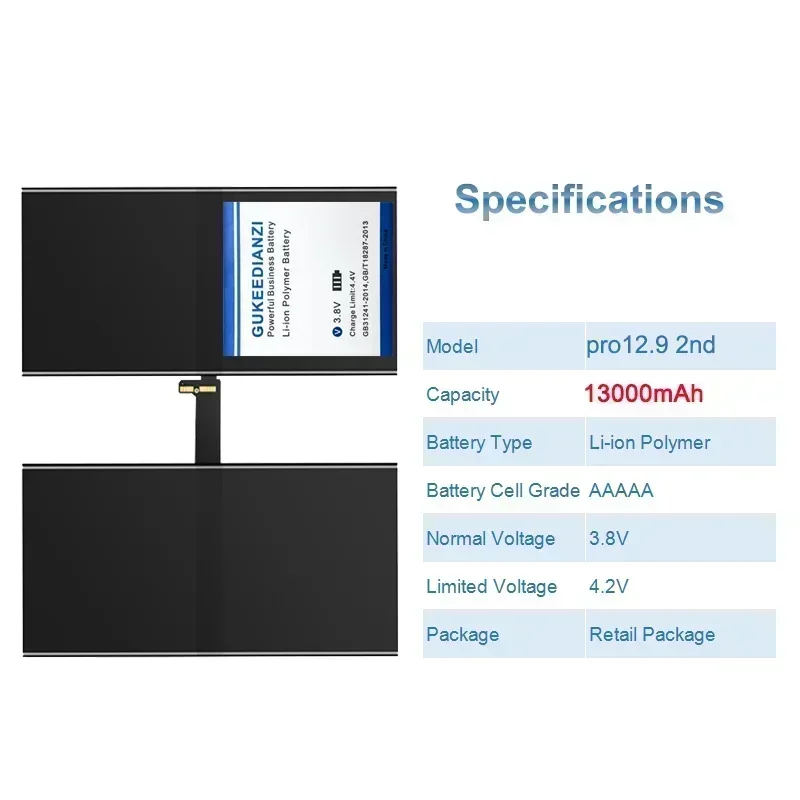 Аккумулятор для iPad Pro 12.9 2nd A1670 A1671 A1821 Pro12.9 pro12.9 13000 мАч высокой емкости