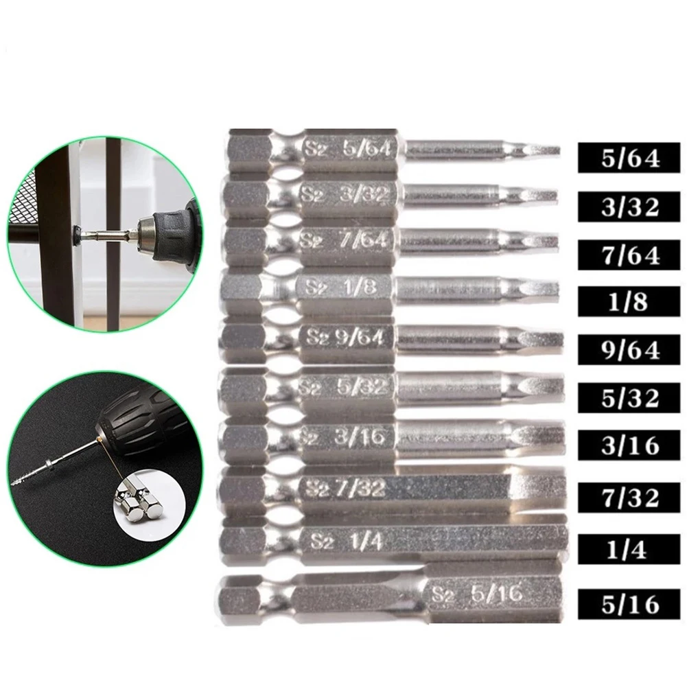 1pc Magnetic Imperial Hex Screwdriver Bit Wrench Drill Magnet Tip 50mm 1/16 5/64 3/32 7/64 1/8 9/64 5/32 3/16 7/32 1/4 5/16 - купить по