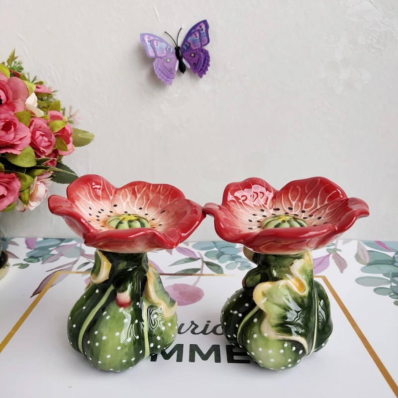 

Ceramic Flowers Food Container Spice Jar Kitchen Storage Jar Home Decor Porcelain Figurines Salt And Pepper Cans Crafts Gift