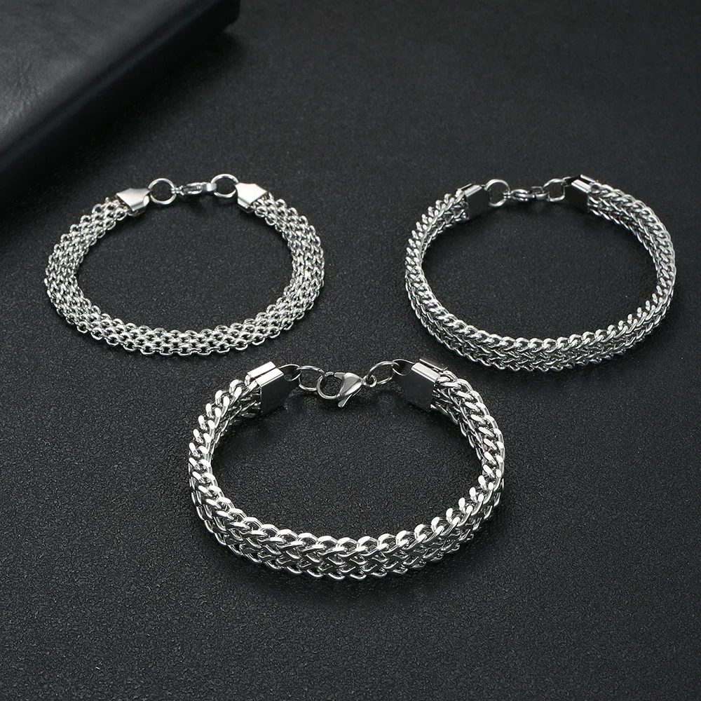 Браслет-цепочка в классическом стиле Серебристая цепочка Series 2024 широкий