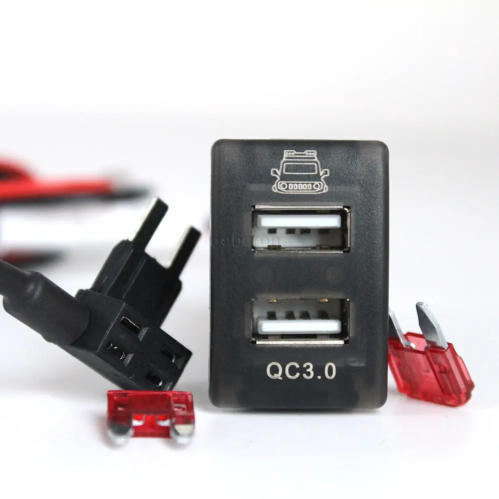 

Автомобильное зарядное устройство с двойным интерфейсом, разъем с соединительными кабелями для зарядки сотового телефона QC3.0, автомобильные аксессуары для Suzuki Jimny