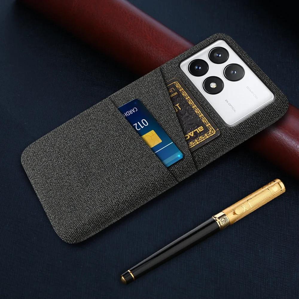 Фото Чехол для Xiaomi Redmi K70E Poco X6 Pro, роскошный тканевый чехол с двумя отделениями для карт для Xiaomi Poco X6 Pro, чехол для Redmi K70E, чехол, оболочка №1