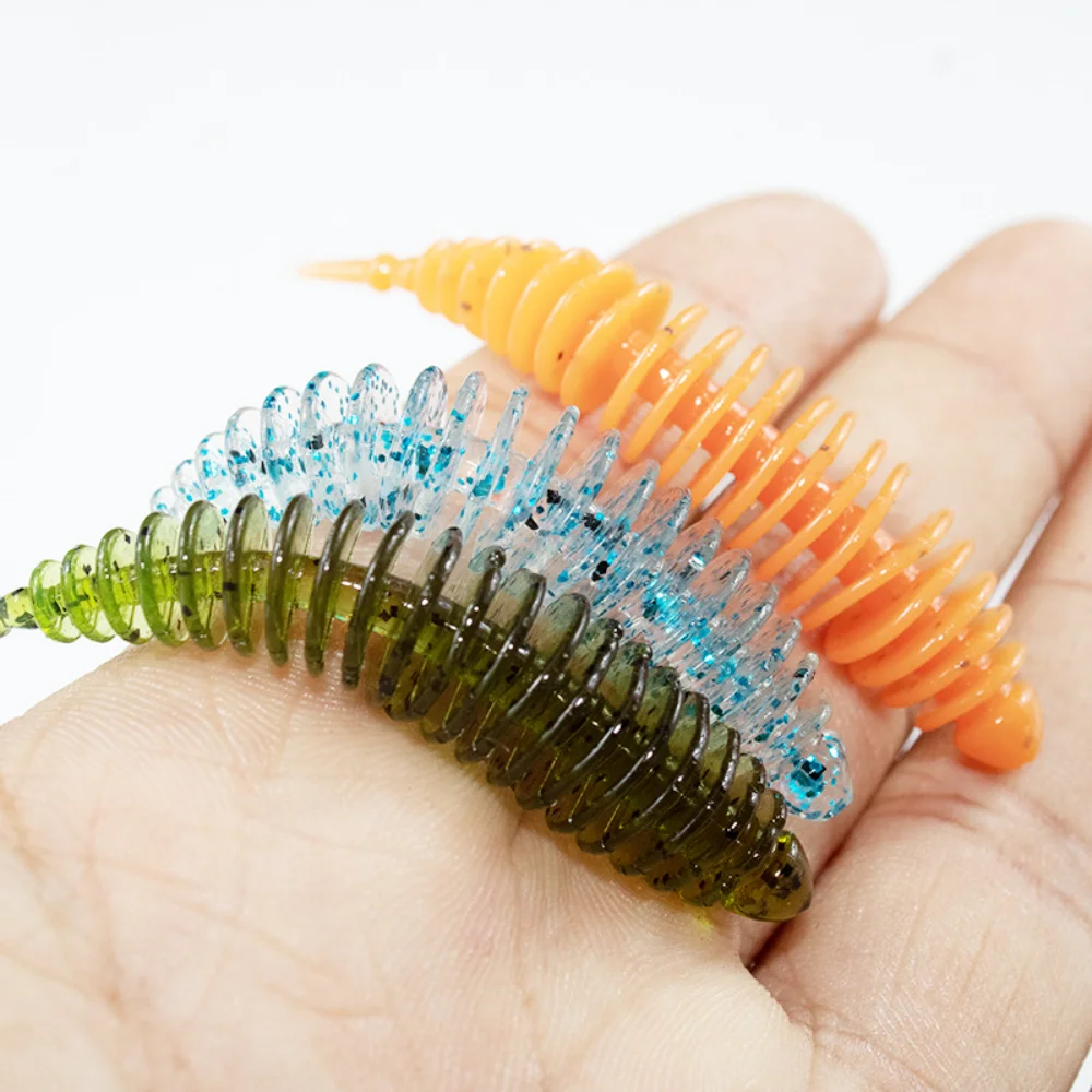 

10/20Pcs Fishing Worm Lure Spiral 6cm/4cm 1.7g/0.6g Squid Lure Fishing Tackle Bait Soft Lure Silicone Bait Wobbler Swimbait