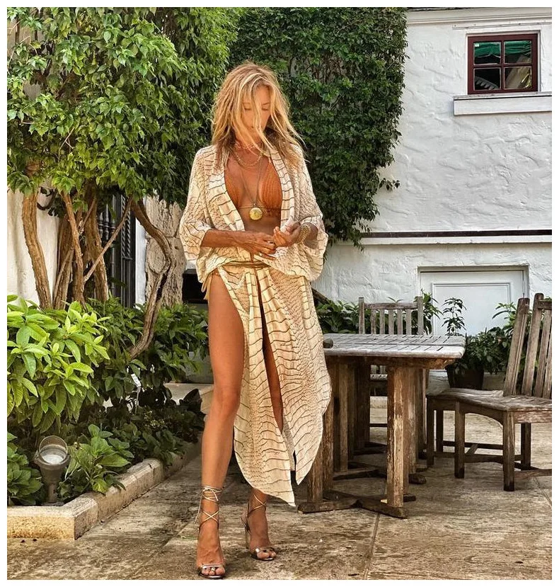 

summer Boho Print Chiffon Tunic Sexy Bathing Suit Cover-ups Plus Size Beach Wear Kimono Dress Women Summer Swimsuit Cover Up