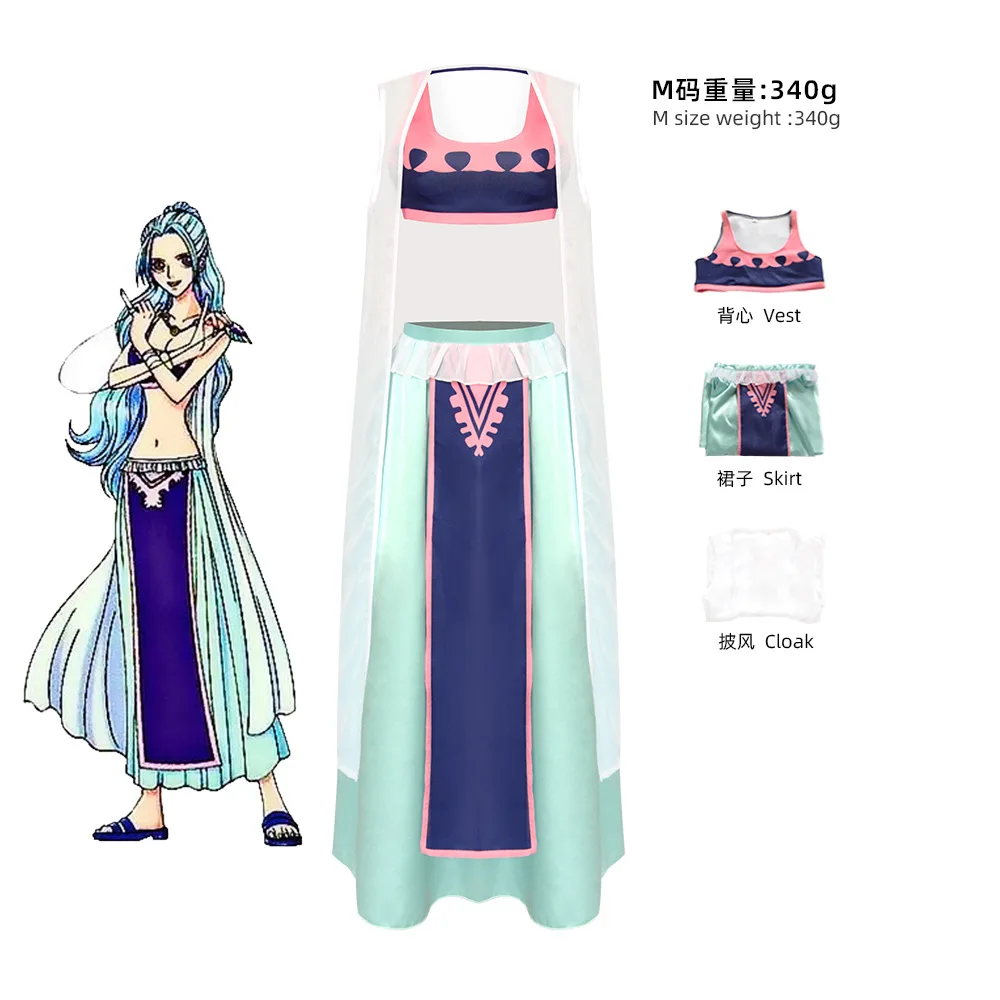 

Vivi Cosplay Dress Costume Anime One Cos Piece Role Play Long Skirts Set Clothing Girls Halloween Carnival Party Disguise Suit