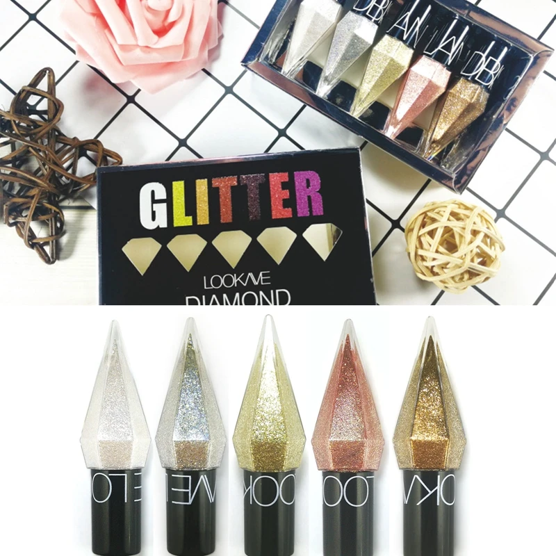Eye Shadow Pearlescent Diamond Eye Shadow Liquid 5-color Sequins MakeUp Smooth Mini Fine Brush Eyeliner Shine And Head 1 Eye Shadow Pearlescent Diamond Eye Shadow Liquid 5-color Sequins MakeUp Smooth Mini Fine Brush Eyeliner Shine And Head 1