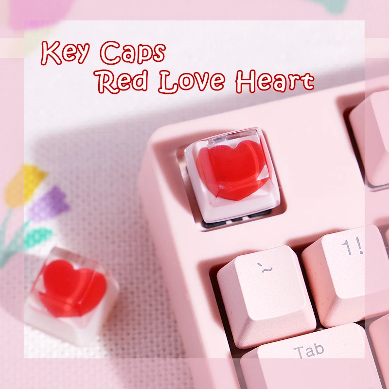 

Cartoon Cute Resin Red Heart Keycaps Esc Mechanical Keyboard Caps Cherry Mx Lovely Personalized Custom Gamer Backlit Keycap