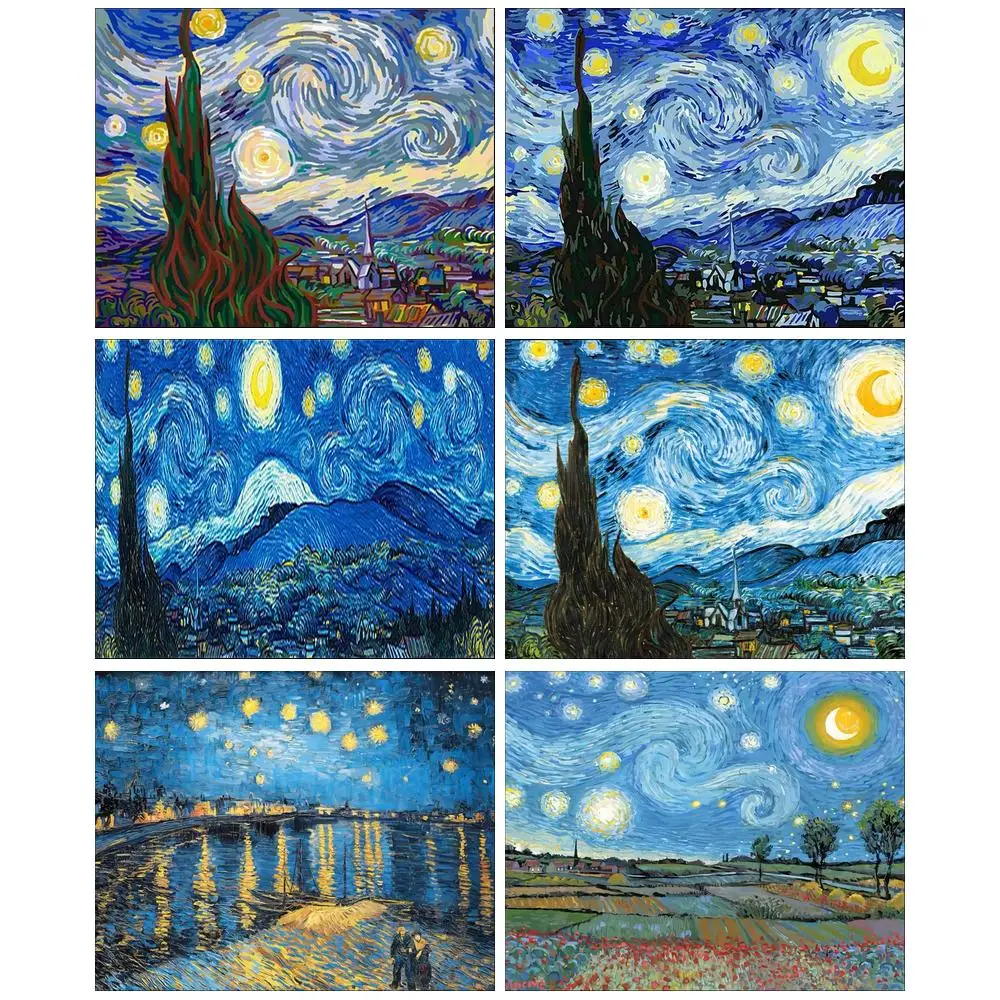 

GATYZTORY Frame DIY Painting By Numbers Van Gogh Starry Sky Picture By Numbers Landscape Acrylic Paint Wall Art For Home Decor