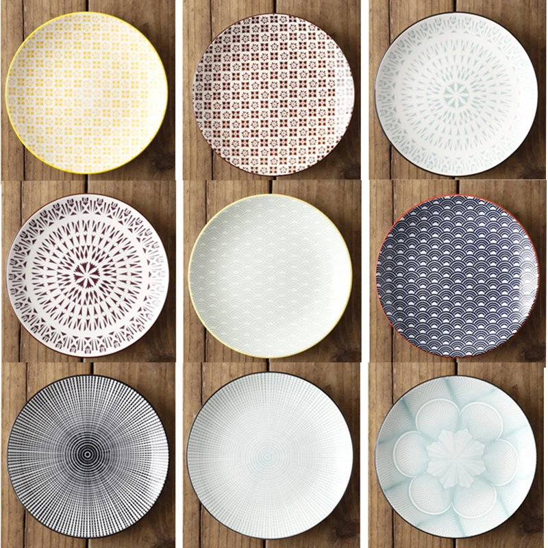 

8-inch Japanese Nordic Creative Modern Simple Underglaze Color Ceramic Tableware Household Western-style Meal Snack Flat Plate