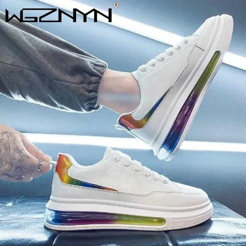 

Женские кожаные кроссовки с вулканизированной подошвой, нескользящие легкие белые повседневные туфли на платформе, 2023