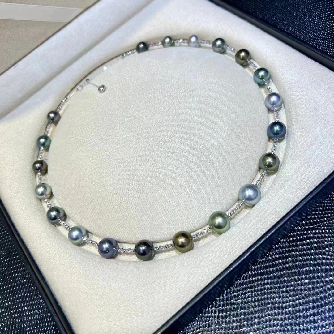 Simple Fine Tahiti Seawater Real Nice Black Baroque Pearl ожерелья для женщин серебро 925 Бесплатная