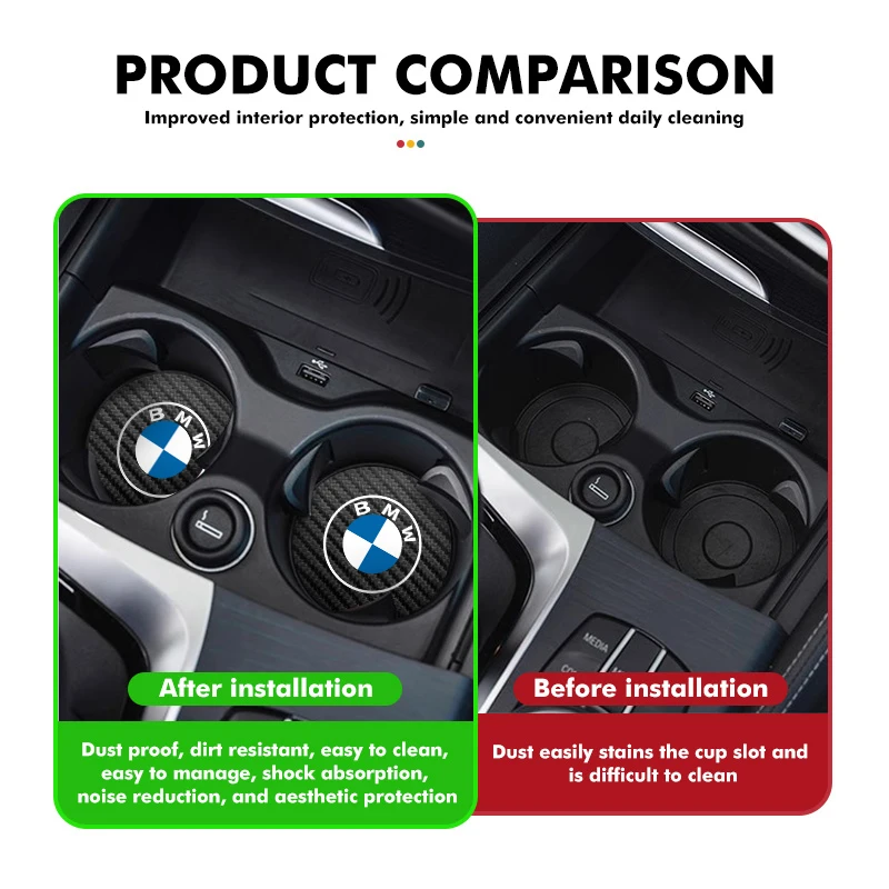Фото Для BMW 2 шт. Автомобильный противоскользящий коврик для чашки с углеродным волокном M 1 3 4 5 6 7 серии X1 X3 X4 X5 G20 G38 F48 E36 E39 №4