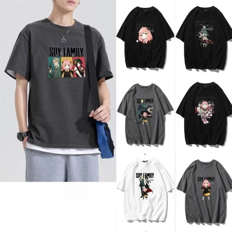 

Spy X Family Funny T-Shirt Anime Characters Print Top Summer Men And Women Hipster Cotton Clouths Japanese Harajuku Short Sleeve