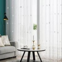 white floral sheer voile curtain for living room modern embroidered linen tulle window curtains for bedroom kitchen blinds door