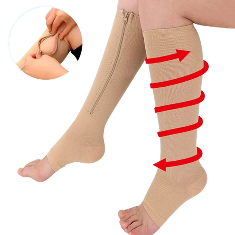 

Zipper Compression Socks Fat Burning Cycling Socks Running Women's Slim Sleeping Beauty Legs Varicose Vein Prevention Socks