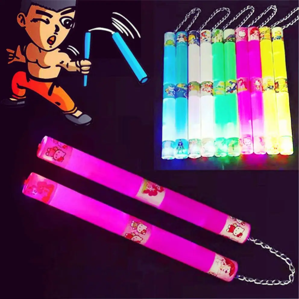 New 26cm Nunchaku Plastic Luminous Toy for Kids Arts Chain Safe Bruce Lee Nunchucks for Beginners Chinese Kongfu Outdoor Game
