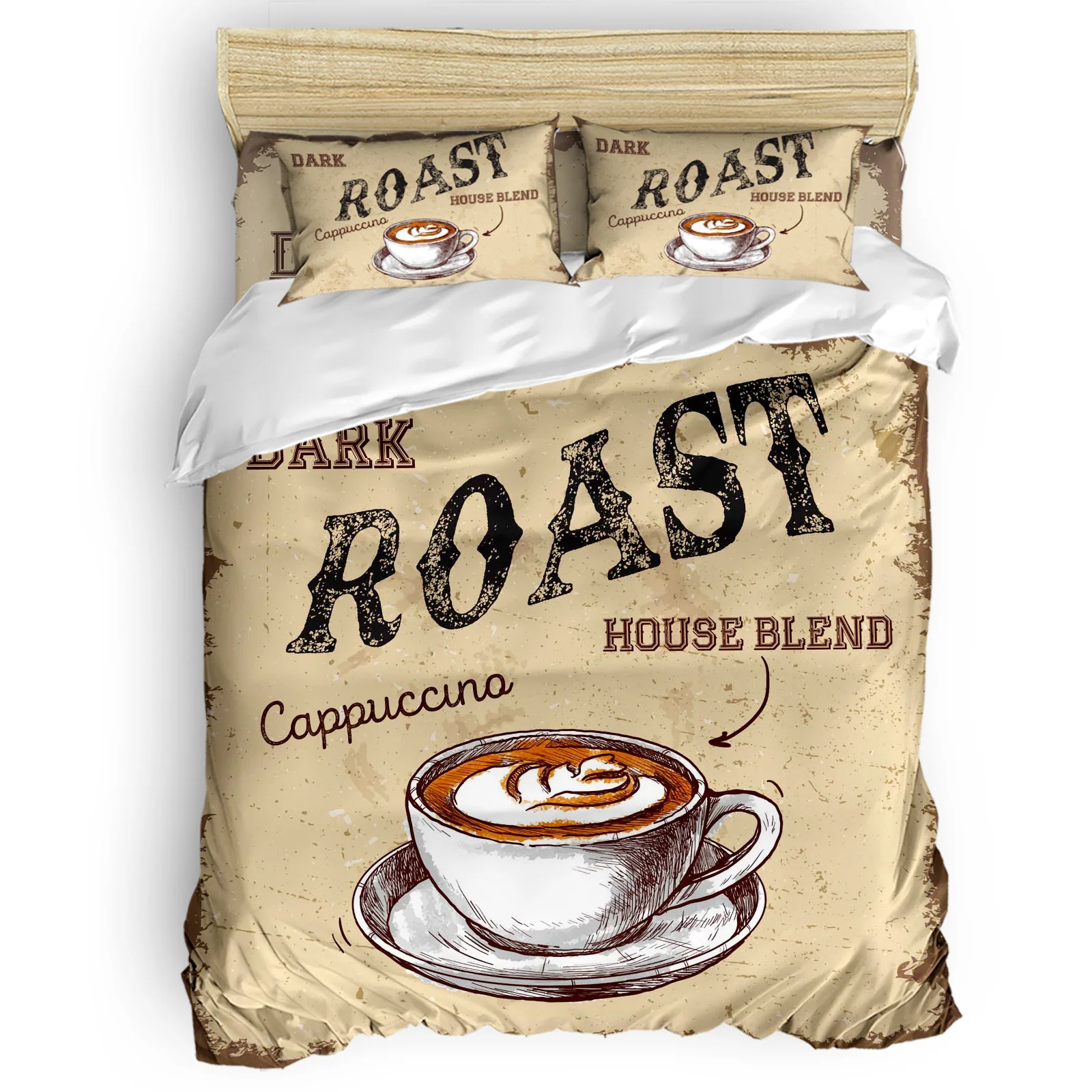 

Coffee Retro Style Cappuccino Comfortable Household Goods Bedroom Bed Luxury Duvet Cover 2/3/4 Pieces