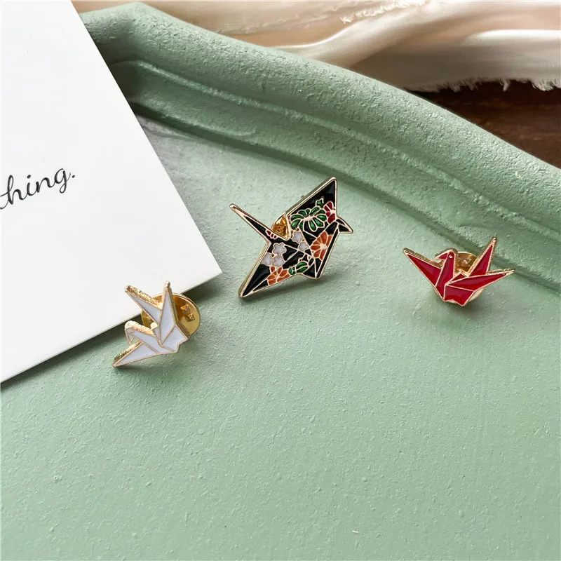Мультяшная эмалированная брошь с милыми бумажными Журавлями милая счастливая