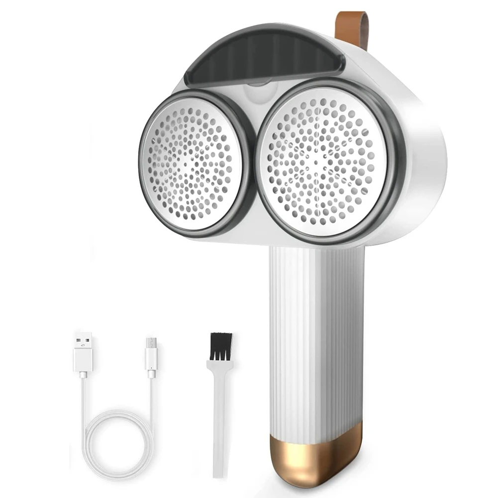 

Бритва для удаления ворса, перезаряжаемая 2-скоростная бритва с двойной головкой для свитера, одежды, постельного белья, белая