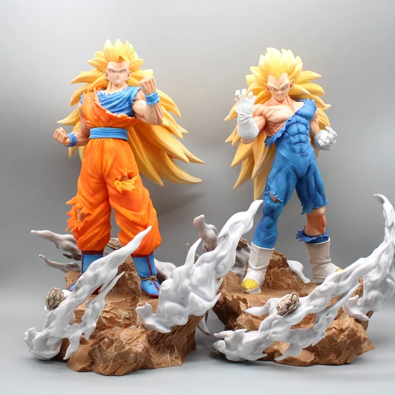 

39 см, Dargon Ball Z, Son Goku Vegeta, аниме фигурки Ssj3 Super Saiyan, 3 статуэтки, модель женской куклы, подарки