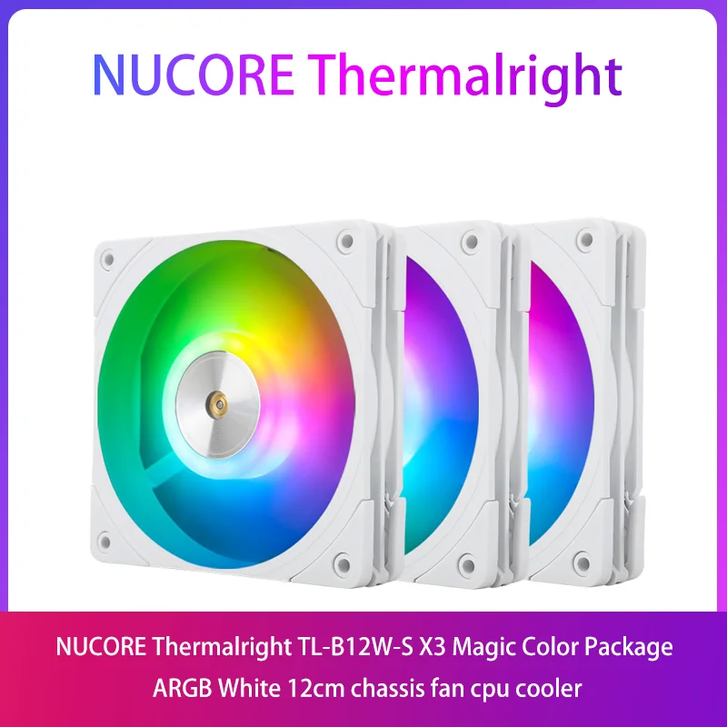 

NUCORE Thermalright TL-B12W-S X3 Magic Color Package ARGB White 12cm chassis fan cpu cooler