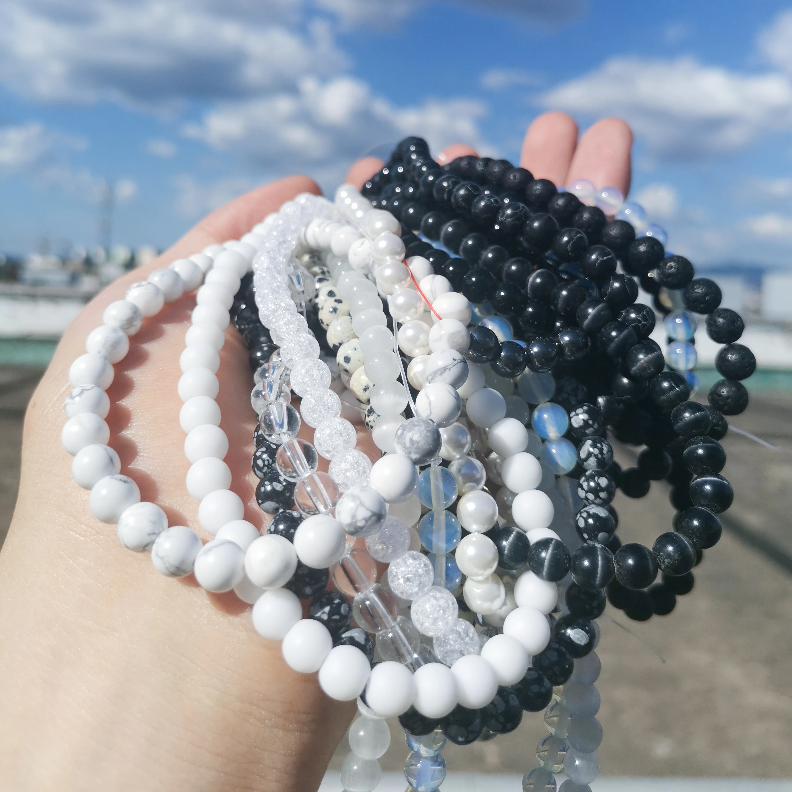 Бесплатная доставка бусины из натурального камня черный белый опал Матовый Агат