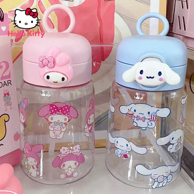

Hello Kitty Water Bottle Straw Cup Cartoon Printing 3d Decoration Convenient Home Outdoor Travel Cold Water Shaker for Girl