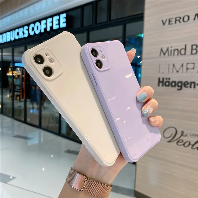 

Anti-Knock Candy Color Phone Cases for iPhone 12 13 Pro Max Mini 11 X XR Xs Max SE 2020 7 8 Plus Case Cover Soft TPU Silicone