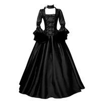 rosetic gothic vintage victorian party long dress women retro medieval robes french ruffles elegant maxi dresses stage costume