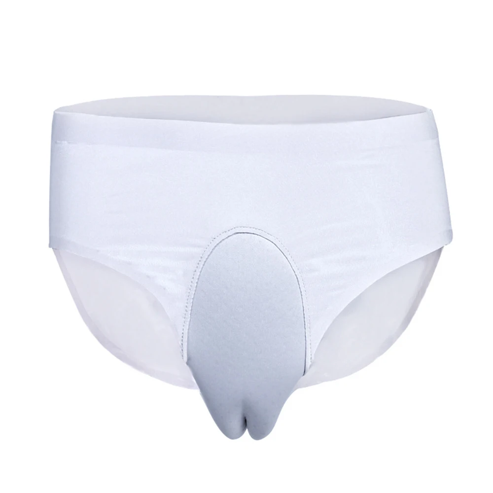 

Mens Hiding Gaff Panties Fake Vaginal Padded Shaping Ice Silk Briefs for Crossdressing Transgender Men Underwear Soft Gay Briefs
