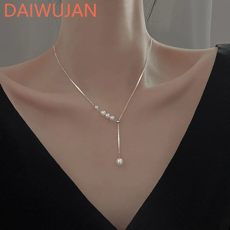 Ожерелье-чокер DAIWUJAN для женщин с французским серебряным покрытием Модные