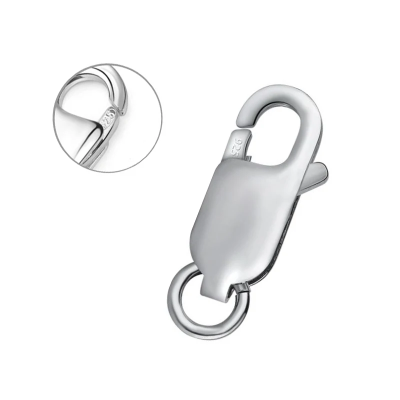 1pcs Genuine Real Solid 925 Sterling Silver Spring Lobster Clasps Hooks Claw Jewelry Making Findings Close Sealed Ring Buckle