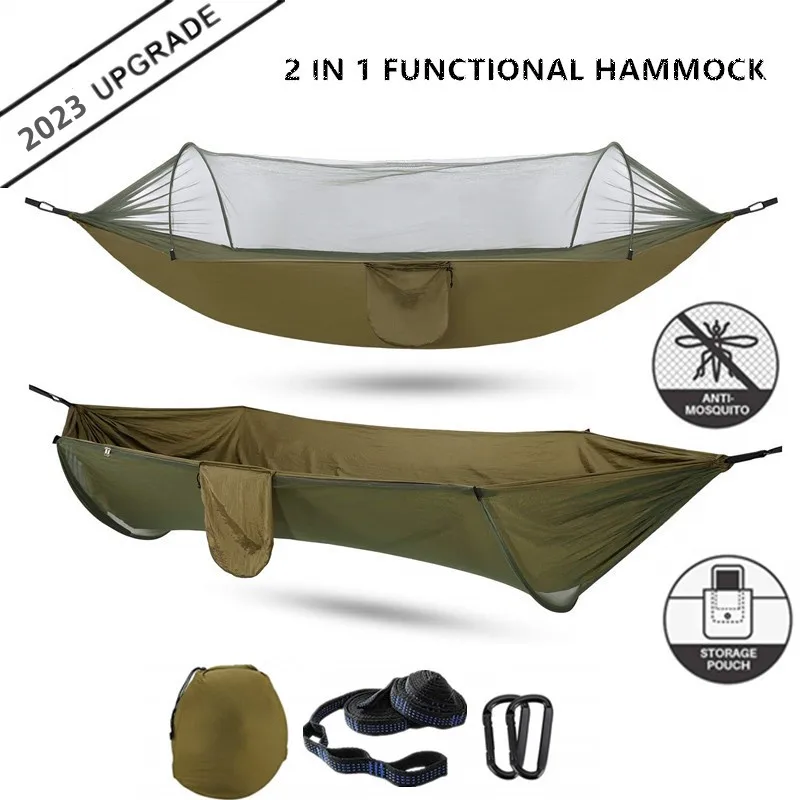 

With Swing Hammock Sleeping 2023 Portable Hammocks Pop-Up Hammock Light Stuff Camping Outdoor Camping Net Parachute Mosquito