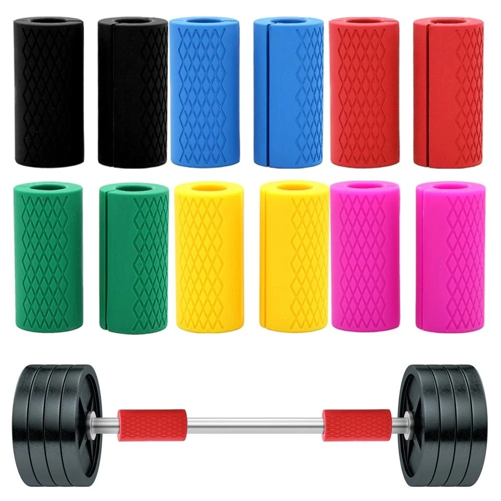

1-2pcs Thick Dumbbell Barbell Grips Bar Handle Pull Up Weightlifting Support Silicon Anti-Slip Protect Pad For Body Building