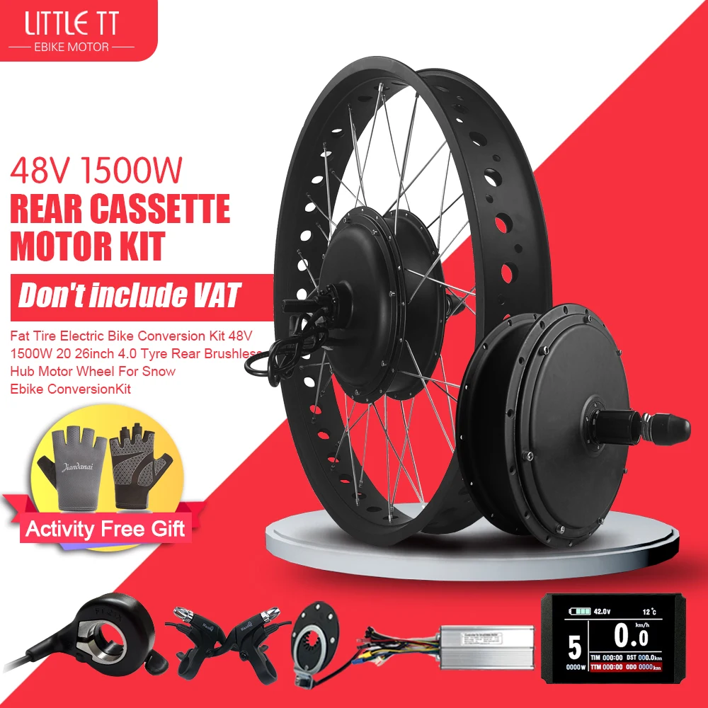 

Electric Fat Bike Kit 48V 1500W 20 26inch 4.0Tyre Brushless Rear Wheel Hub Motor Dropout 170/190mm For Snow Ebike Conversion Kit