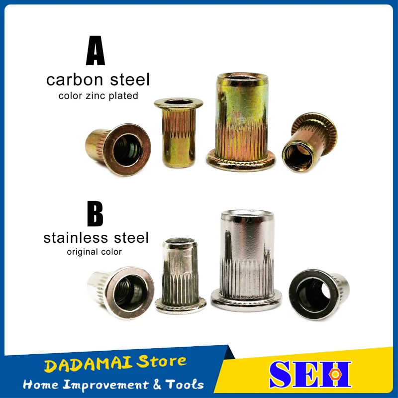 

10/20pcs Flat Countersunk Head Rivet Nut M3 M4 M5 M6 M8 M10 M12 304 Stainless Steel заклепочник Aluminum Insert Rivnut Nutsert
