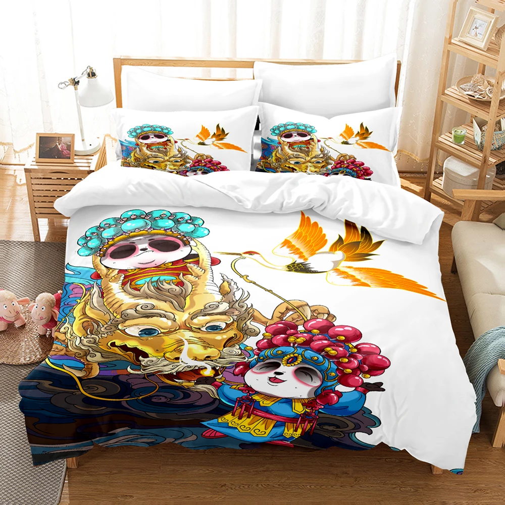 

Peking Opera Panda Bedding Set 3d Digital HD Printing 2/3pcs Duvet Cover Set And Pillowcase Single Double Twin Queen King Size
