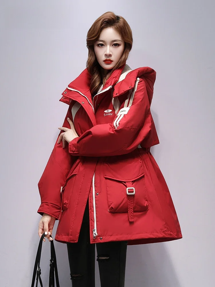 Duck Genuine Goods Down jacket Women Mid-Length 2024 Winter New Hood Outdoor Cold-Proof Warm Women's Outerwear Fashion