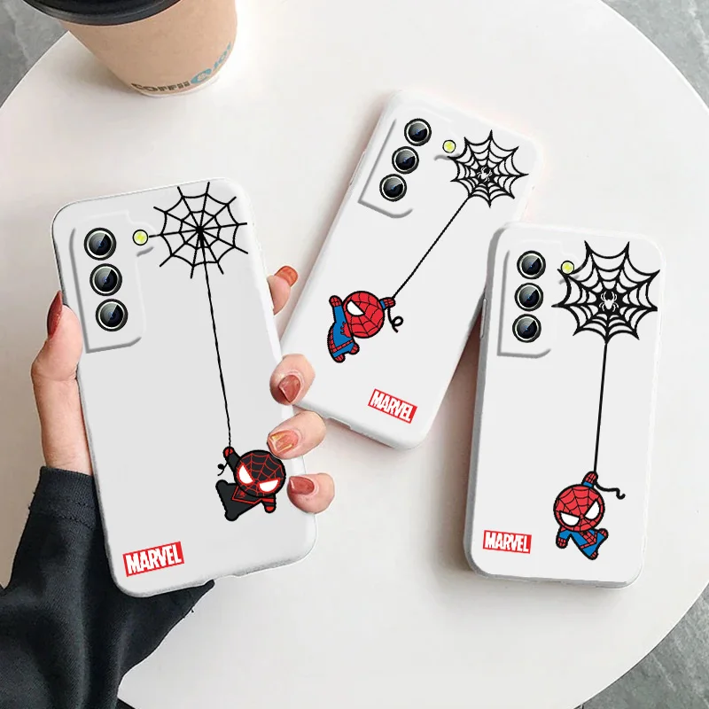 

Marvel SpiderMan Mini For Samsung Galaxy S23 S22 S21 S20 FE Ultra Plus S10 Lite 5G Liquid Rope Phone Case